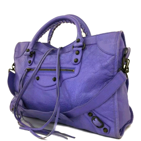 Balenciaga Handbags - AUTH BALENCIAGA THE CITY PURPLE 2WAY HANDBAG/71316
